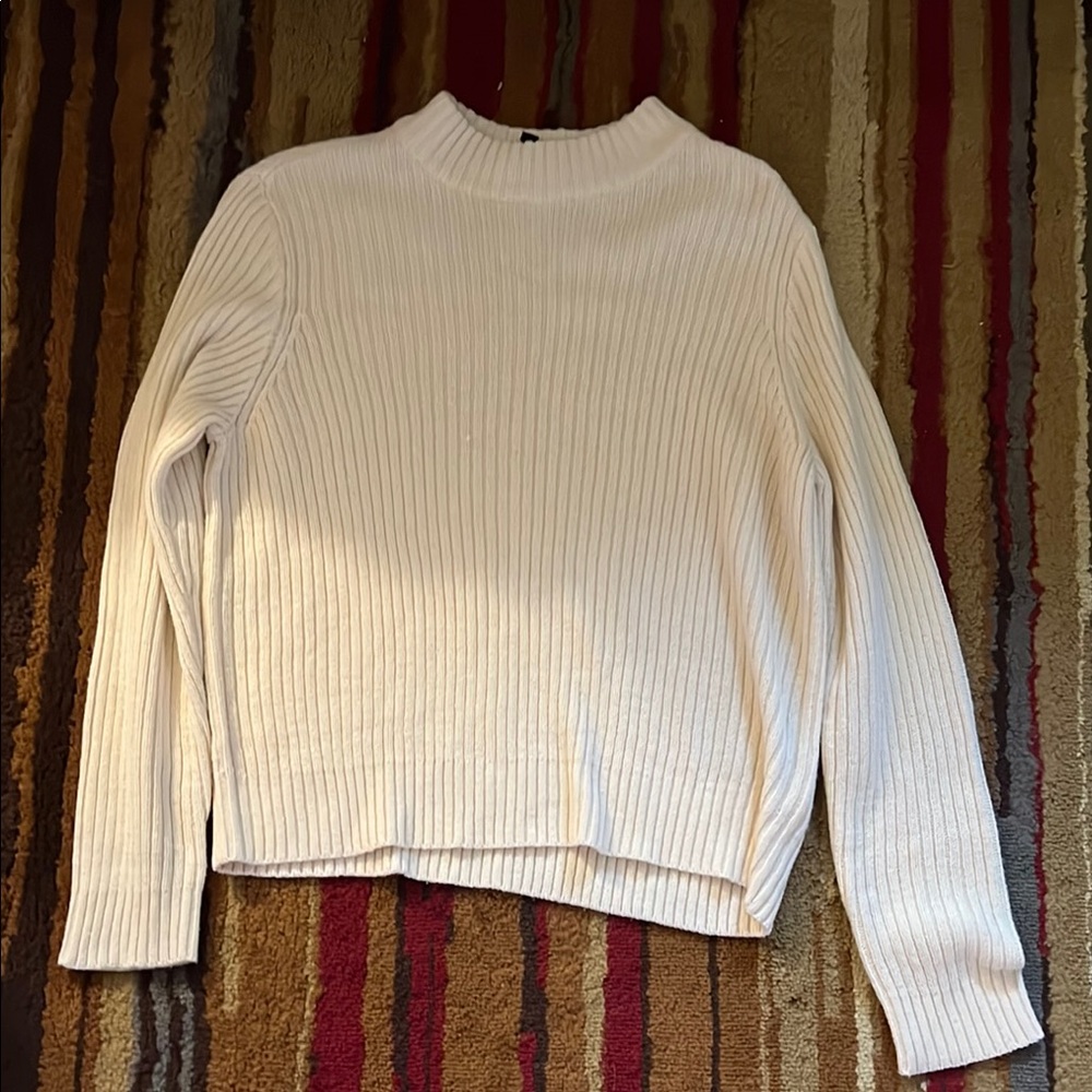 H&M Cream Ribbed Crew Neck Sweater